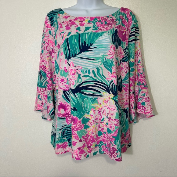 Lilly Pulitzer Womens Size Large Multi Color 3/4 Sleeve Top - Picture 3 of 9